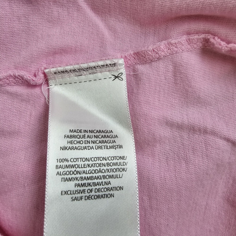 Polo Ralph Lauren T-Shirt Womens Large Pink V-Neck SS Cotton Blue Pony Top Tee - Picture 3 of 8